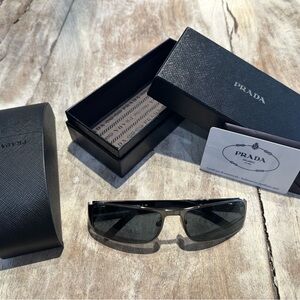 Prada Sleek Black Rectangular Sunglasses